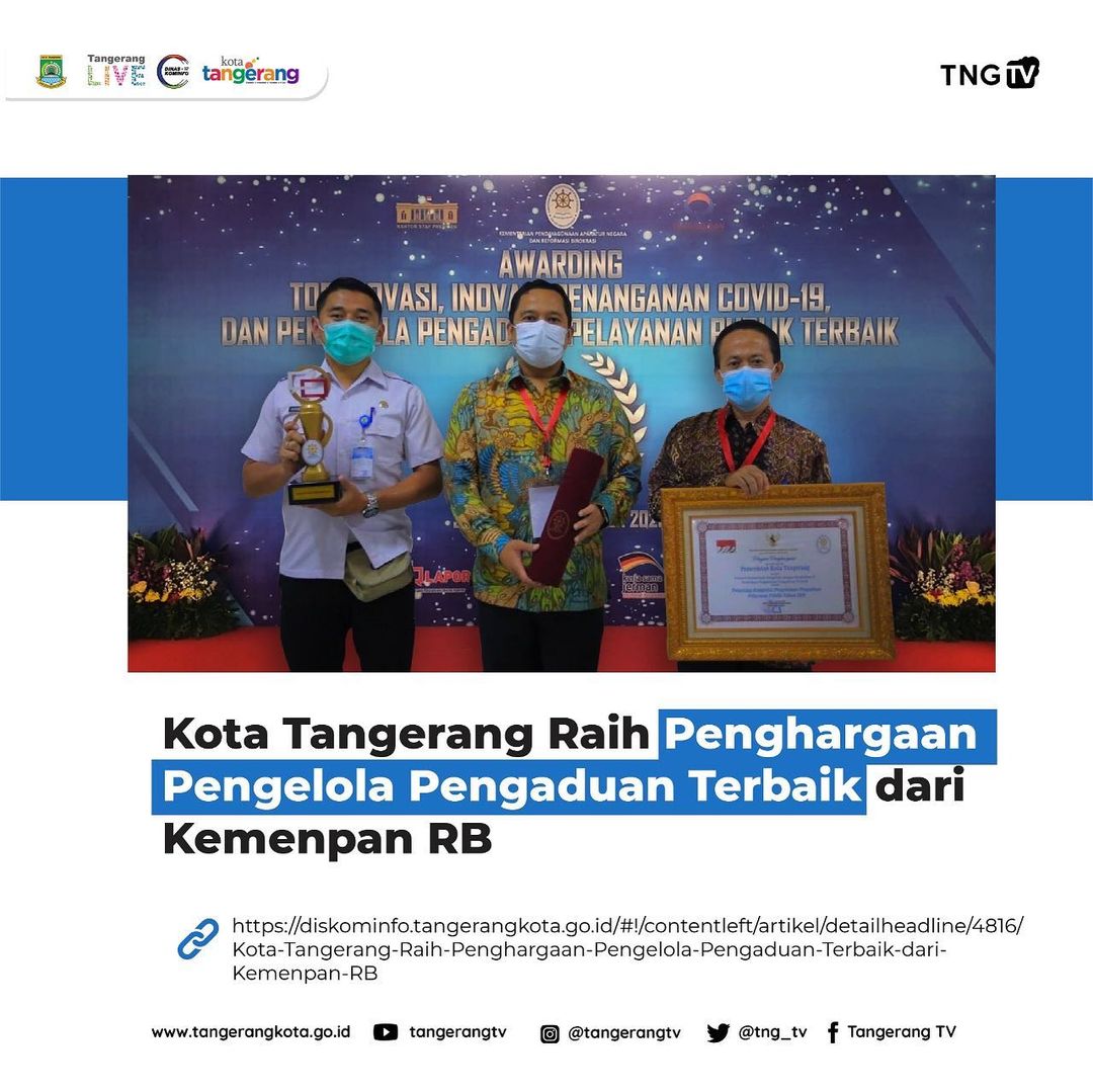 Kota Tangerang Raih Penghargaan Pengelola Pengaduan Terbaik dari Kemenpan RB
